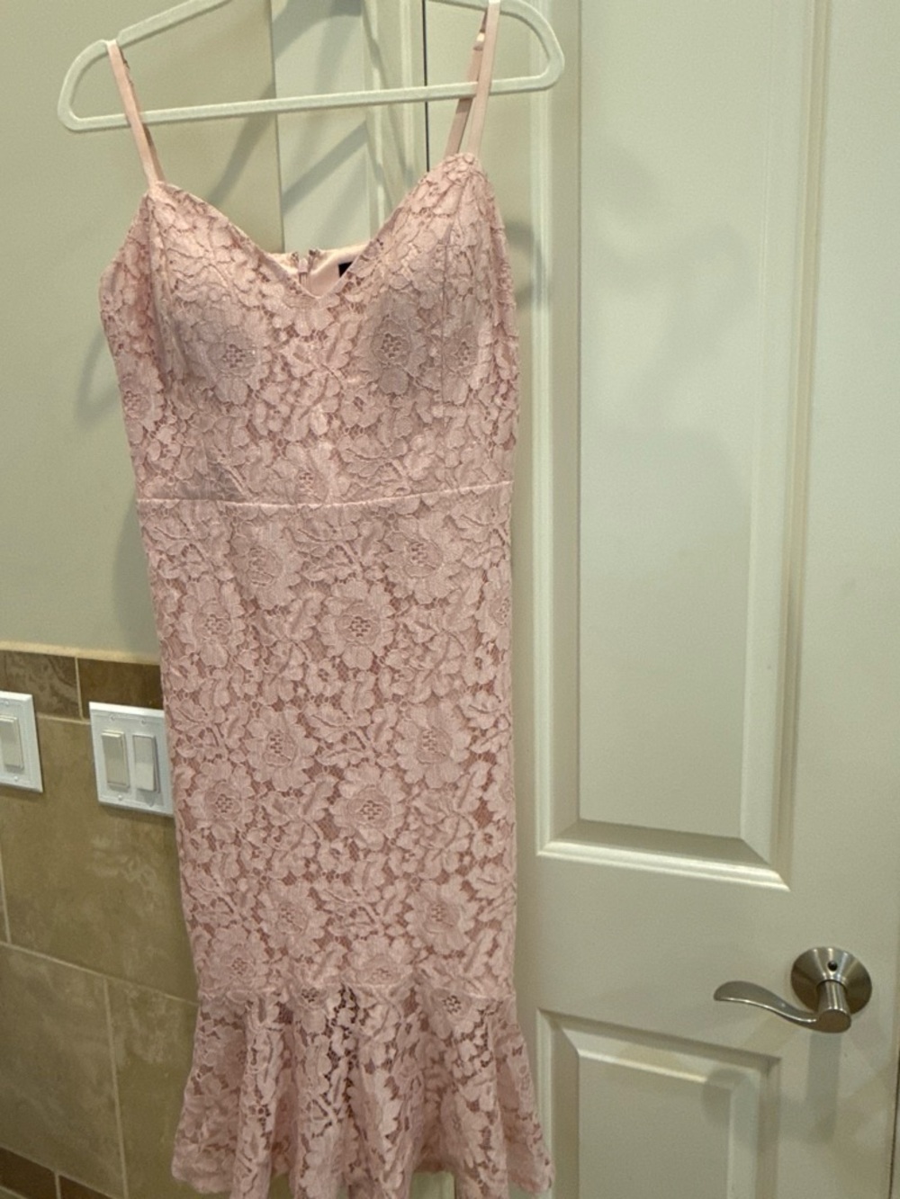 Guess Pink Lace Spaghetti Strap Midi Dress